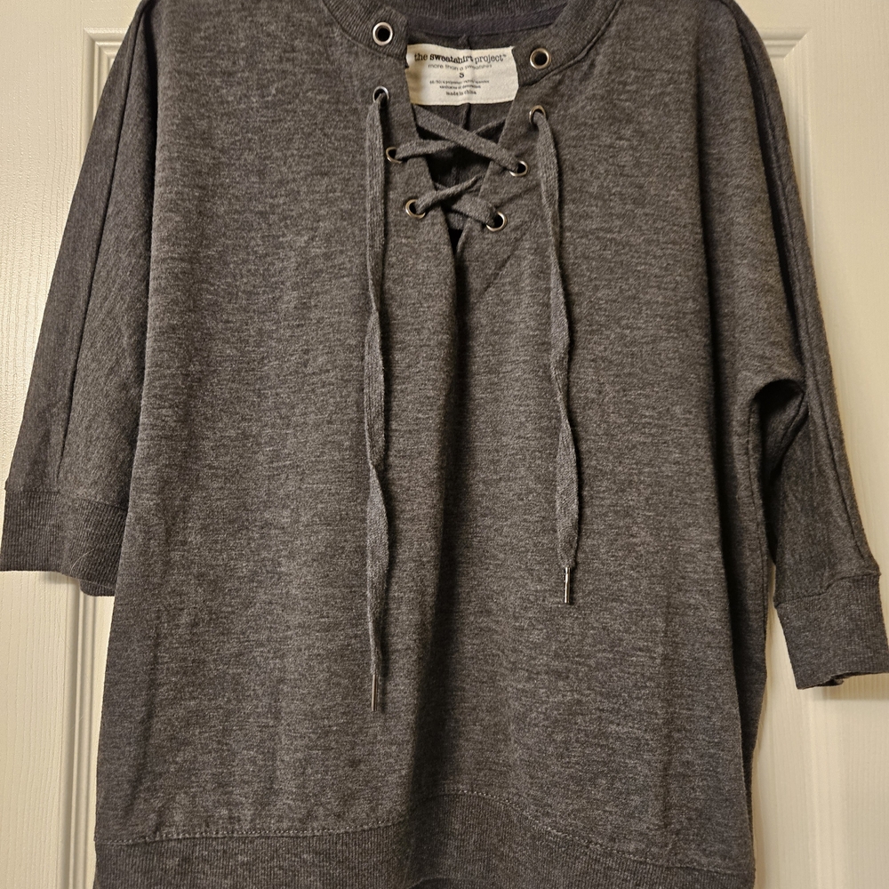 The Sweatshirt Project Charcoal Lace-Up Top